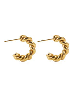 18k gold-plated stainless steel, Tarnish-free, Waterproof, Suitable for sensitive skin, gold earrings, retro earrings, vintage charm, classic earrings, beautiful earrings, timeless earrings, hoop earrings, twisted earrings